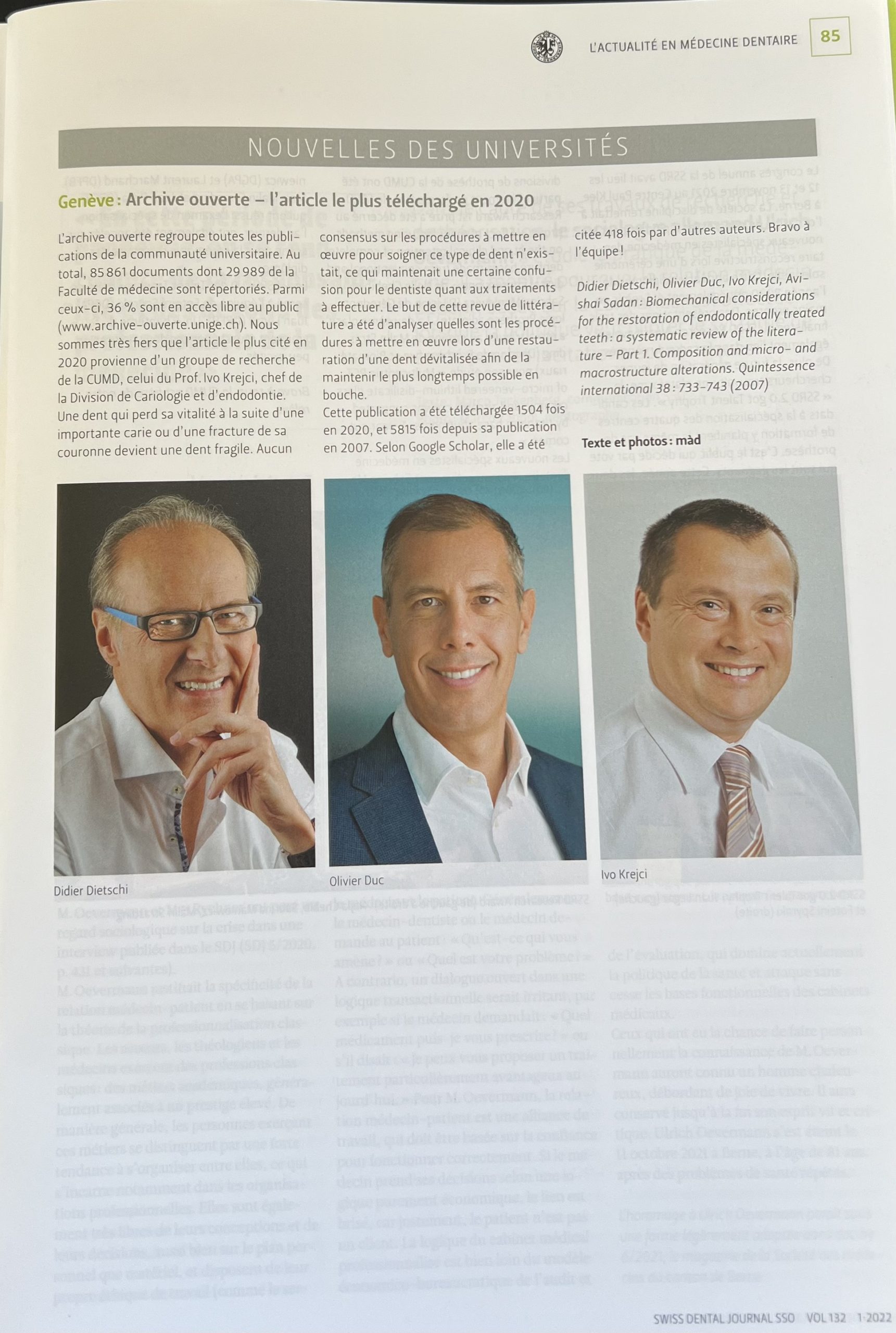 Swiss Dental Journal vol132 1-2022